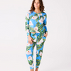 KIP & CO LILY OF THE VALLEY BLUE ADULT ORGANIC COTTON LONG SLEEVE PYJAMA TOP & SLOUCH PANT SET SIZE 10