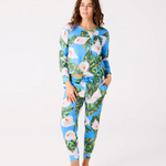 KIP & CO LILY OF THE VALLEY BLUE ADULT ORGANIC COTTON LONG SLEEVE PYJAMA TOP & SLOUCH PANT SET SIZE 10