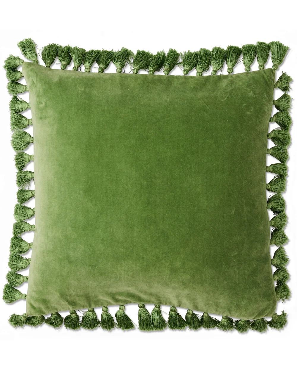 KIP & CO PISTACHIO VELVET TASSLE CUSHION