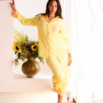 KIP & CO GLOW IN YELOW AULT BAMBOO COTTON LONG SLEEVE SHIRT & PANT PYJAMA SET SIZE 10