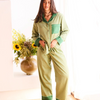 KIP & CO GLOW IN GREEN ADULT BAMBOO COTTON LONG SLEEVE SHIRT AND PANT PYJAMA SET SIZE 12