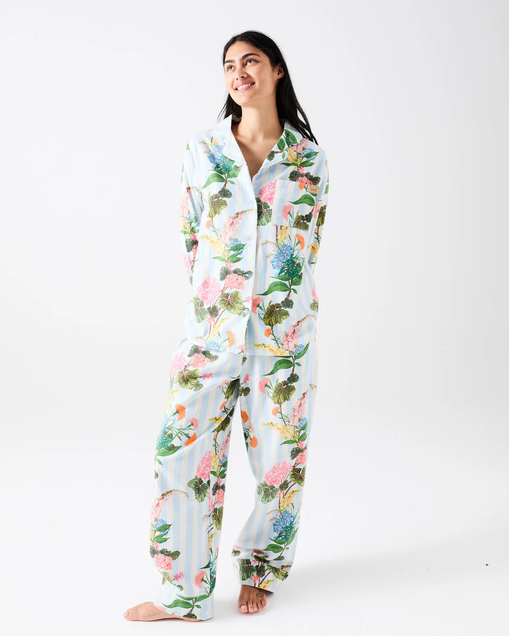 KIP & CO BOUQUE-BEAUTY STRIPE ADULT FLANNELETTE LONG SLEEVE SHIRT & PANT PYJAMA SET SIZE 12