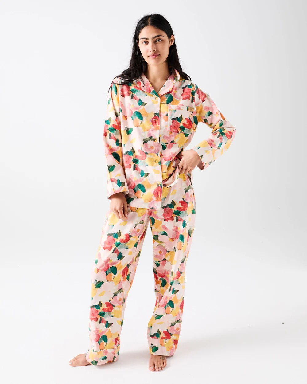 KIP & CO FLOURISH ADULT FLANNELETTE LONG SLEEVE SHIRT & PANT PYJAMA SET SIZE 12