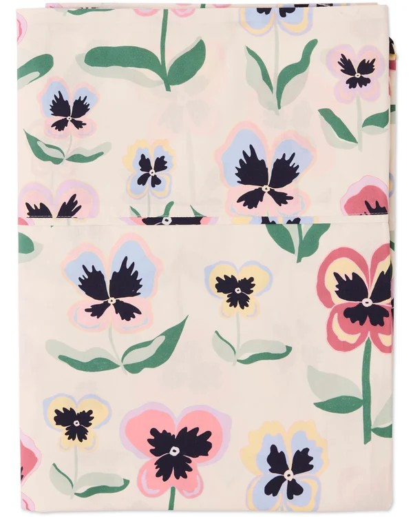 KIP & CO PRETTY PANSY ORGANIC COTTON FLAT SHEET KING