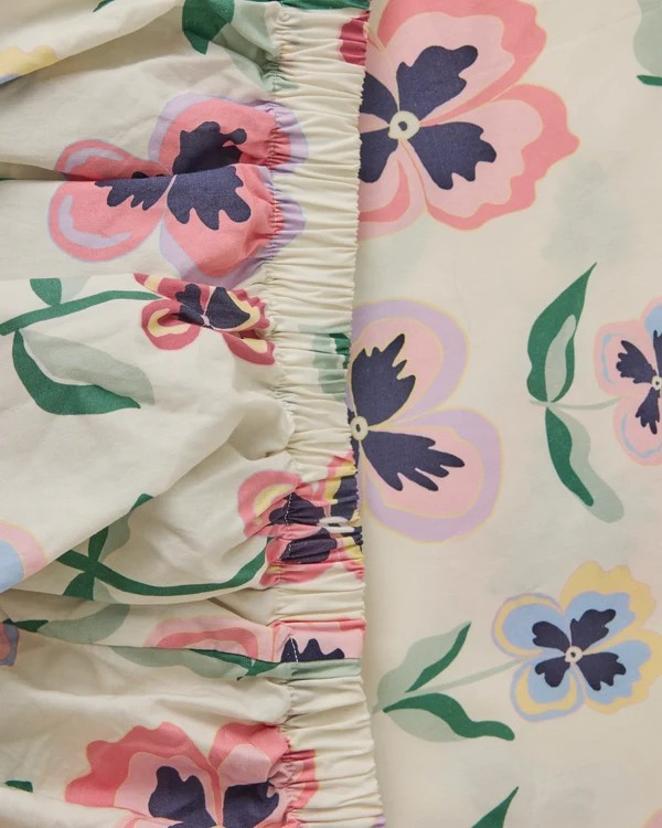 KIP & CO PRETTY PANSY ORGANIC COTTON FITTED SHEET KING 
