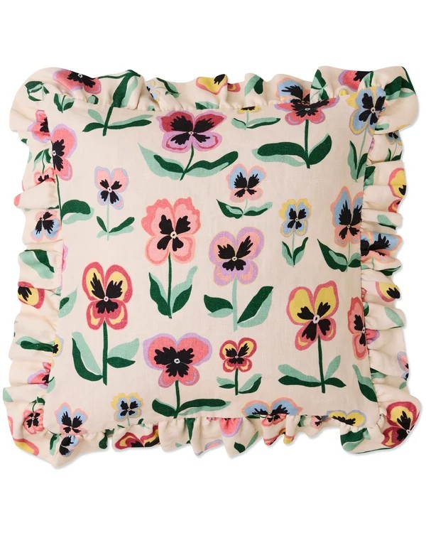 KIP & CO PRETTY PANSY FRILL UPHOLSTERY CUSHION ONE SIZE