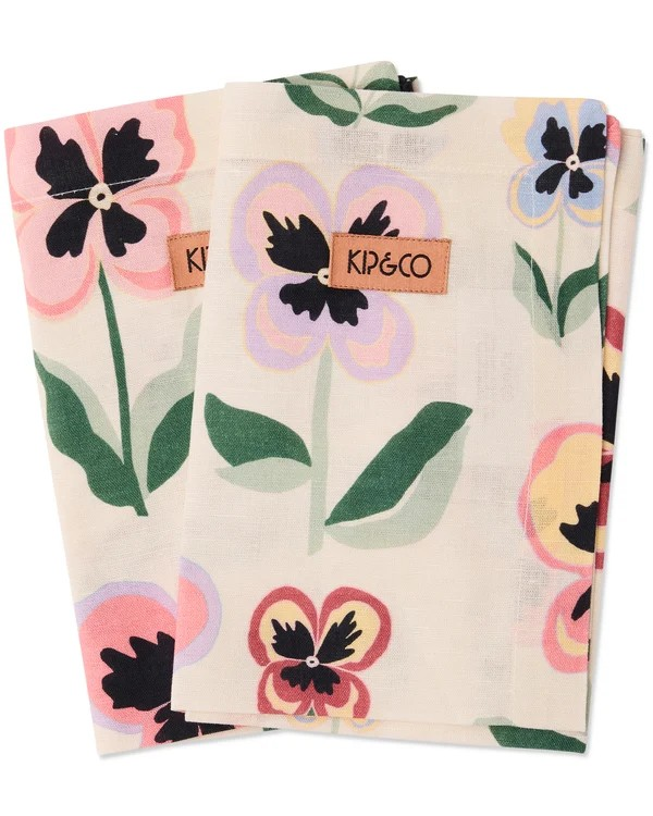 KIP & CO PRETTY PANSY 4P NAPKIN SET ONE SIZE