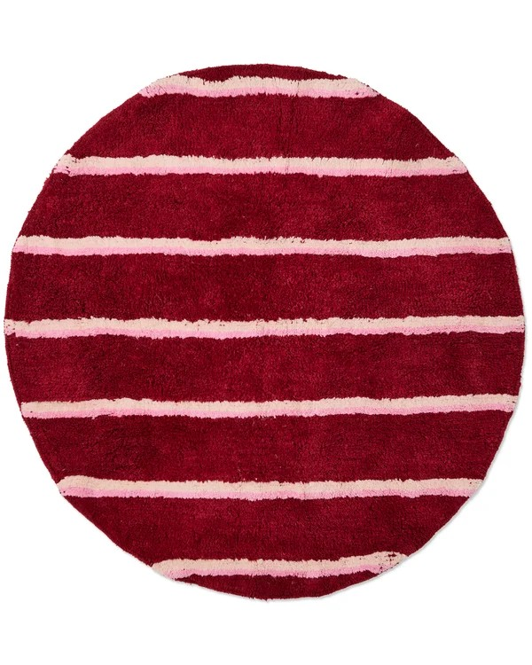 KIP & CO RUBY ROSE STRIPE ROUND BATH MAT ONE SIZE
