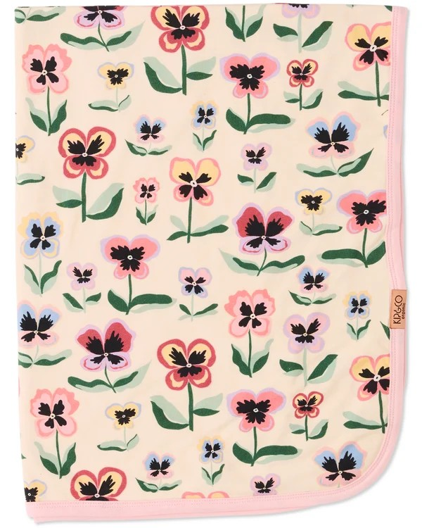 KIP & CO PRETTY PANSY ORGANIC COTTON SNUGGLE BLANKET ONE SIZE