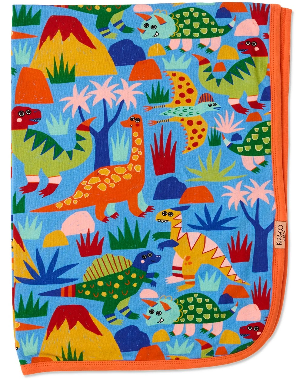 KIP & CO DINOSAUR ROAR ORGANIC COTTON SNUGGLE BLANKET ONE SIZE