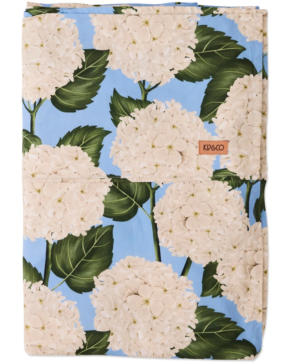 KIP & CO HYDRANGEA BLUE ORGANIC COTTON FLAT SHEET QUEEN