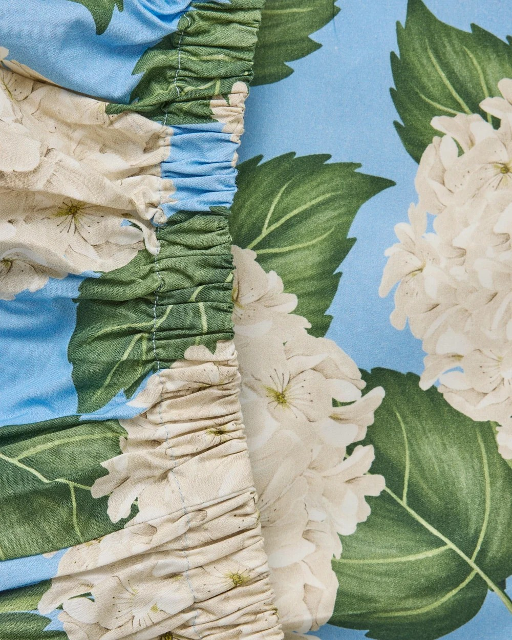 KIP & CO HYDRANGEA BLUE ORGANIC COTTON FITTED SHETT QUEEN