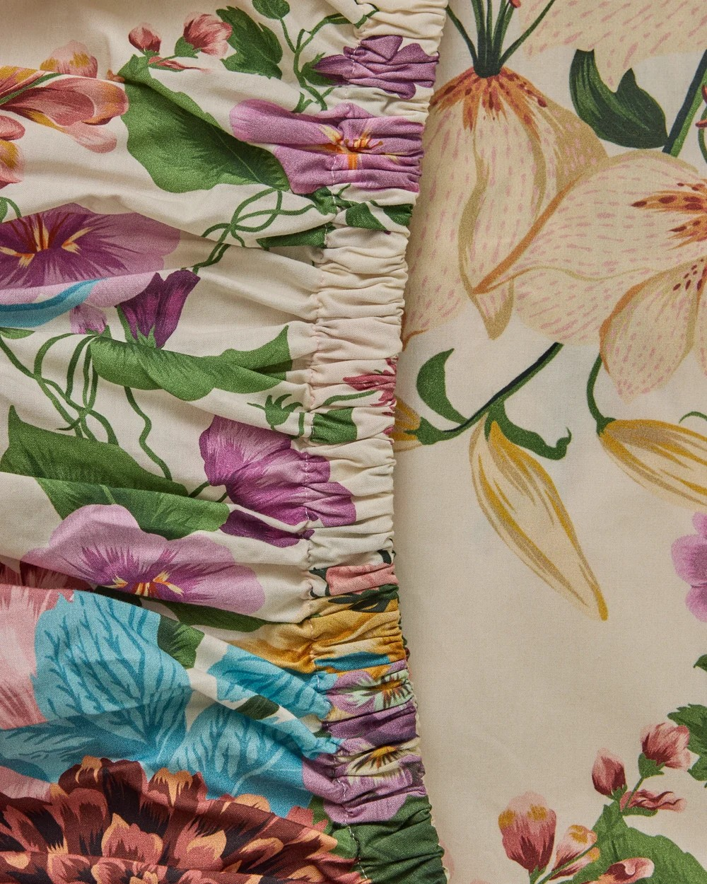 KIP & CO BELLE FLORAL ORGANIC COTTON FITTED SHEET QUEEN