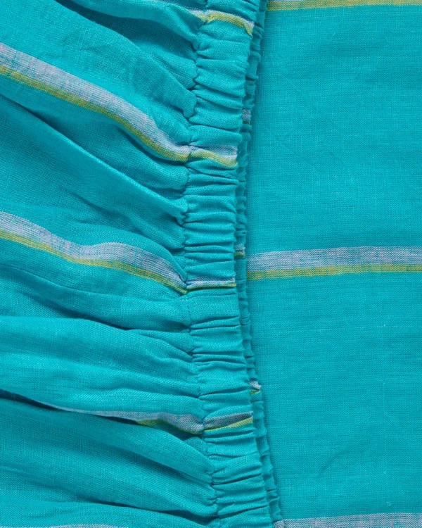 KIP & CO AEGEAN STRIPE LINEN FLAT SHEET KING