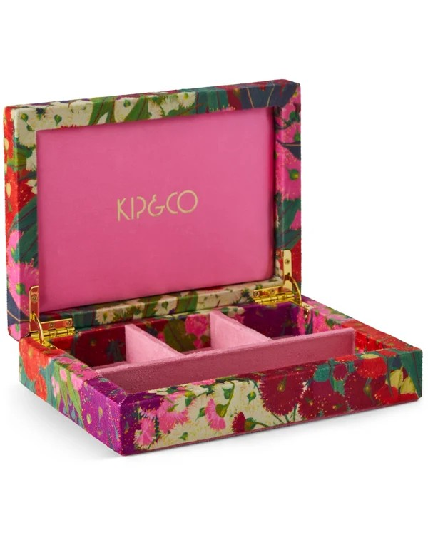 KIP & CO AUSTRALIAN BUSH BLOSSOM VELVET JEWELLERY BOX SMALL ONE SIZE