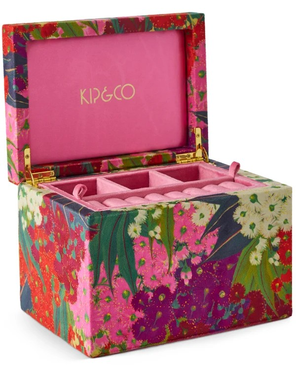 KIP & CO AUSTRALIAN BUSH BLOSSOM VELVET JEWELLERY BOX LARGE ONE SIZE