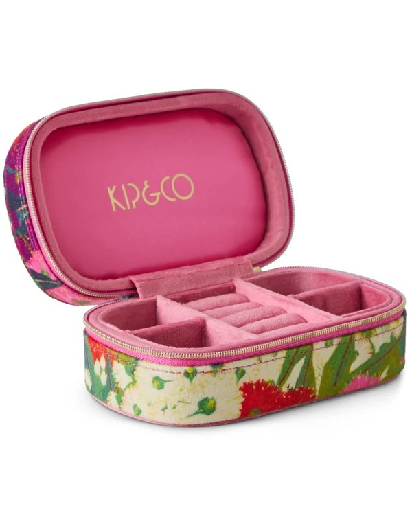 KIP & CO AUSTRALIAN BUSH BLOSSOM TRAVEL VELVET JEWELLERY BOX ONE SIZE