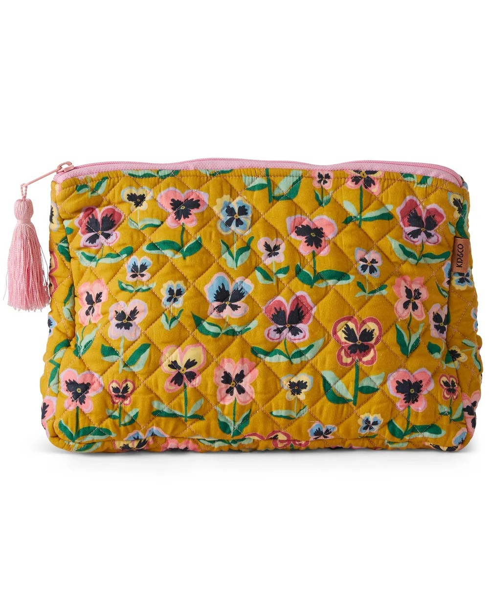 KIP & CO PRETTY PANSY QUILTED COTTON TOILETRY PURSE ONE SIZE
