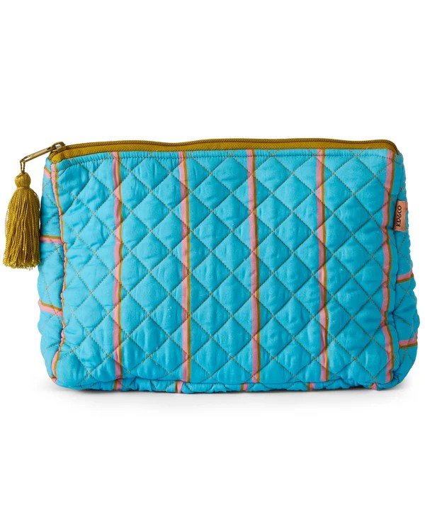 KIP & CO AGEAN STRIPE QUILTED COTTON TOILETRY PURSE ONE SIZE