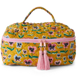 KIP & CO PRETTY PANSY QUILTED COTTON TOILETRY CASE ONE SIZE