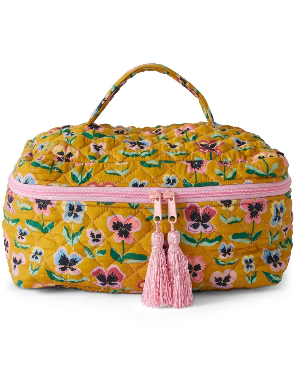 KIP & CO PRETTY PANSY QUILTED COTTON TOILETRY CASE ONE SIZE