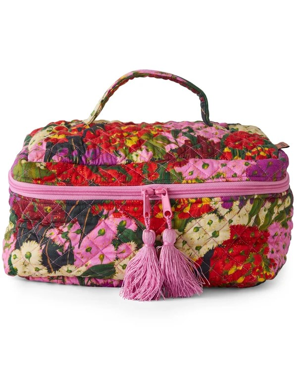 KIP & CO AUSTRALIA BUSH BLOSSOM QUILTED COTTON TOILETRY CASE ONE SIZE