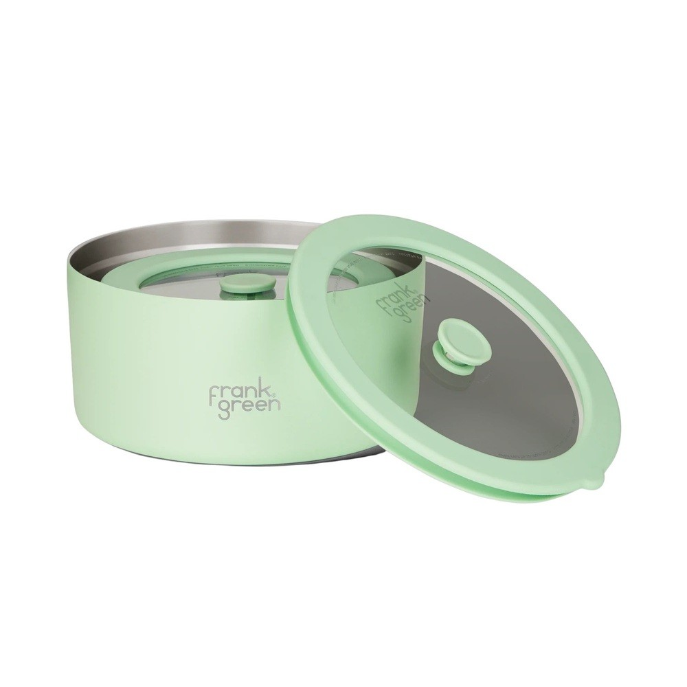FRANK GREEN STAINLESS STEEL BOWLS WITH LIDS 2 PACK MINT GELATO 