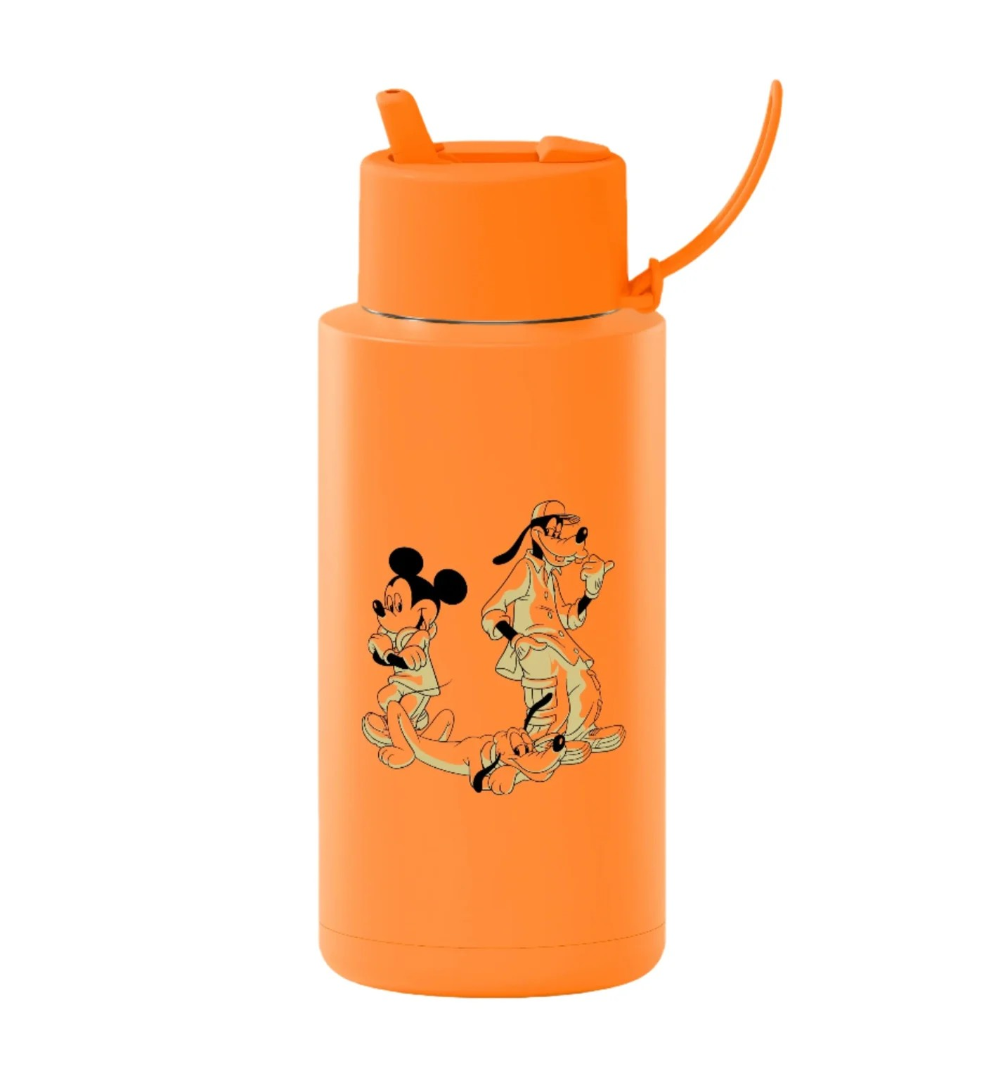 FRANK GREEN 34OZ MICKEY PLUTO GOOFY NEON ORANGE WATER BOTTLE