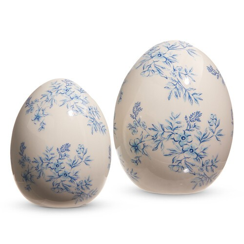 SMALL BLUE AND WHITE FLORAL EGG