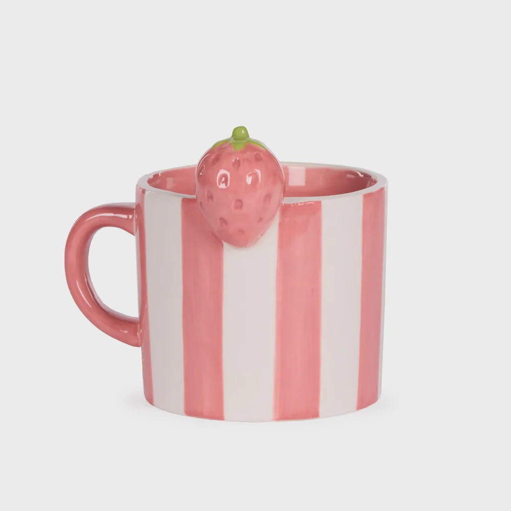 PINK STRAWBERRY STRIPE MUG