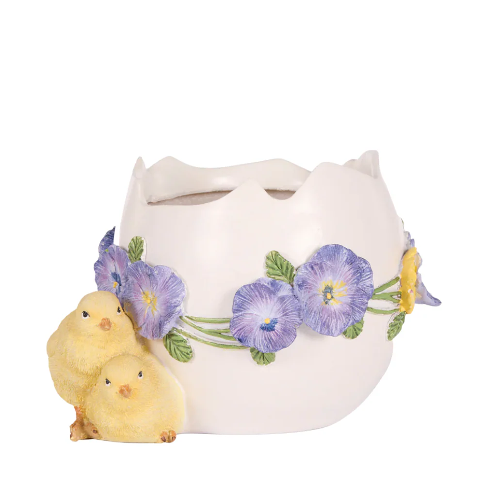 EMBOSSED PANSY EGG SHELL PLANTER 
