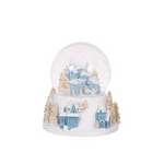 12CM MUSICAL BLUE AND WHITE VILLAGE SNOW GLOBE