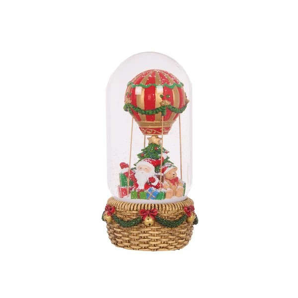 HOT AIR BALLOON SNOW GLOBE 23 CM HOLLY AND IVY