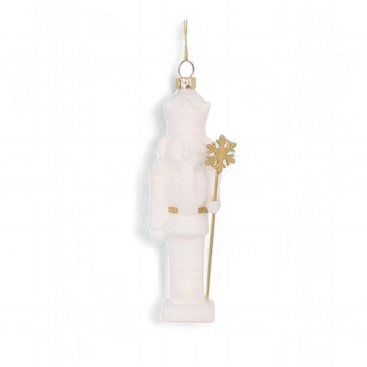GLASS WHITE NUTCRACKER HANGING 