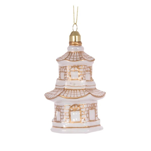 HOLLY AND IVY GOLD PAGODA HANDING ORNAMENT