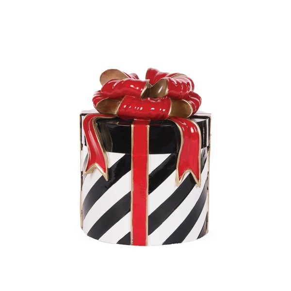 HOLLY AND IVY 25.5CM BLACK STRIPED PRESENT