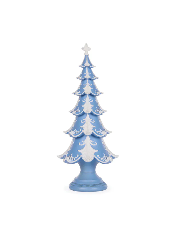 42CM BLUE AND WHITE LAYERED CHRISTMAS TREE TABLE