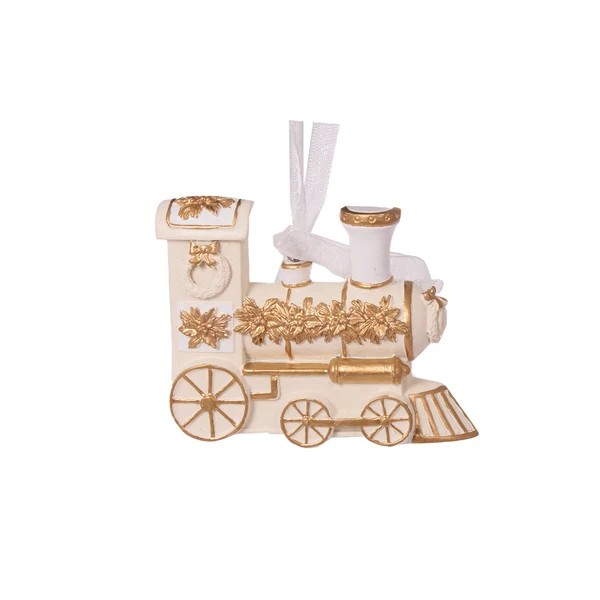 IVORY AND GOLD TRAIN ORNAMENT 