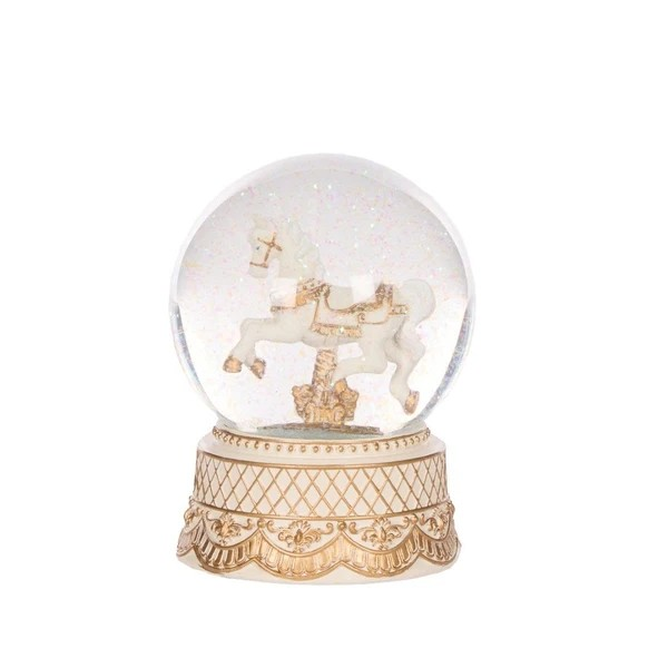 IVORY & GOLD CAROUSEL SNOW GLOBE