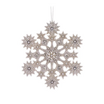 HOLLY AND IVY BEADED DECO SNOWFLAKE ORNAMENT 16.6CM