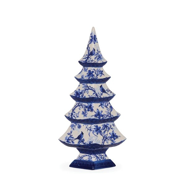 35CM CHINOISERIE CHRISTMAS TREE BLUE & RED