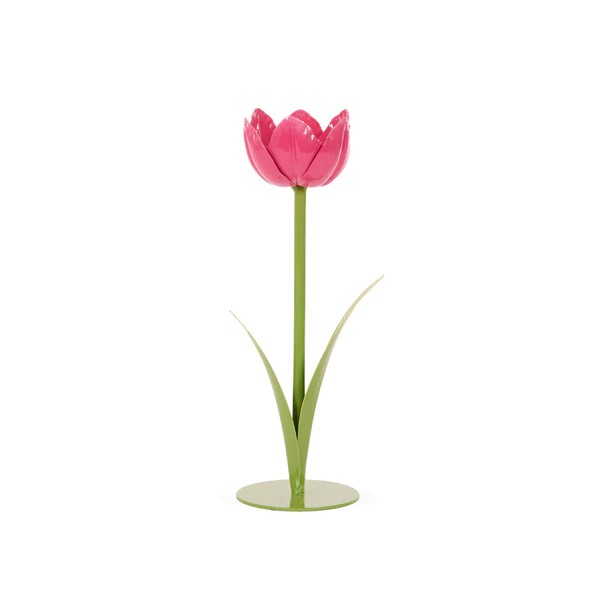 20CM DARK PINK TULIP CANDLE HOLDER