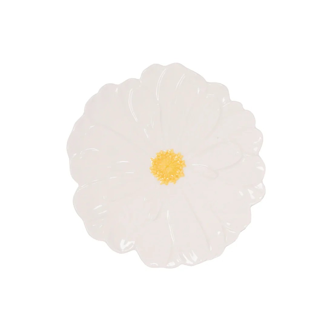 WHITE ZINNIA PLATE EASTER