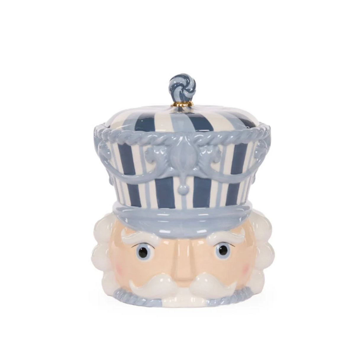 BLUE &WHITE NUTCRACKER COOKIE JAR XMAS