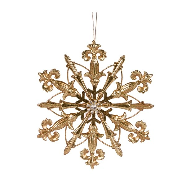 HOLLY AND IVY STAR METAL JEWELED ORNAMENT