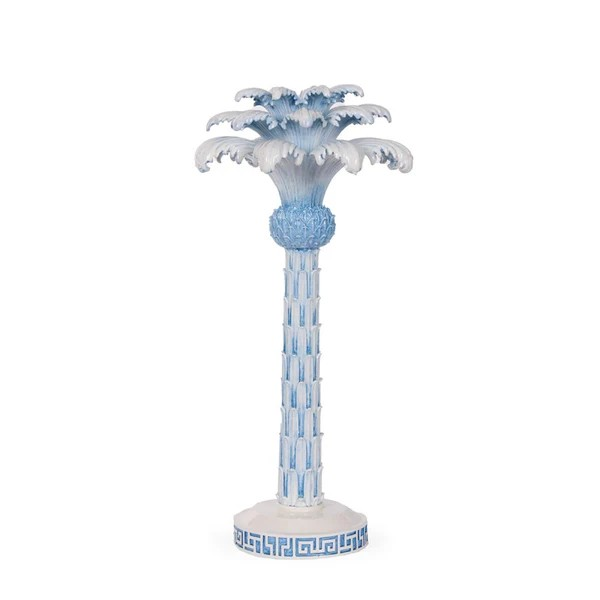 HOLLY AND IVY WHITE AND BLUE CANDLE HOLDER PALM TREE