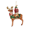 GLASS REINDEER WITH PRESENTS ORNAMENT