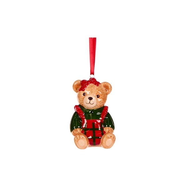 TEDDY BEAR IN OVERALLS ORNAMENT