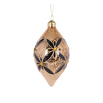 HOLLY AND IVY BLACK AND GOLD FLORAL DROP BAUBLE
