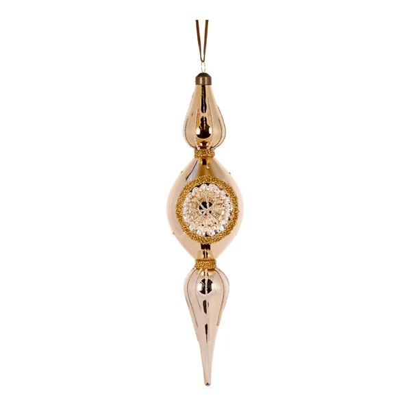 HOLLY AND IVY GOLD REFLECTOR DROP FINIAL
